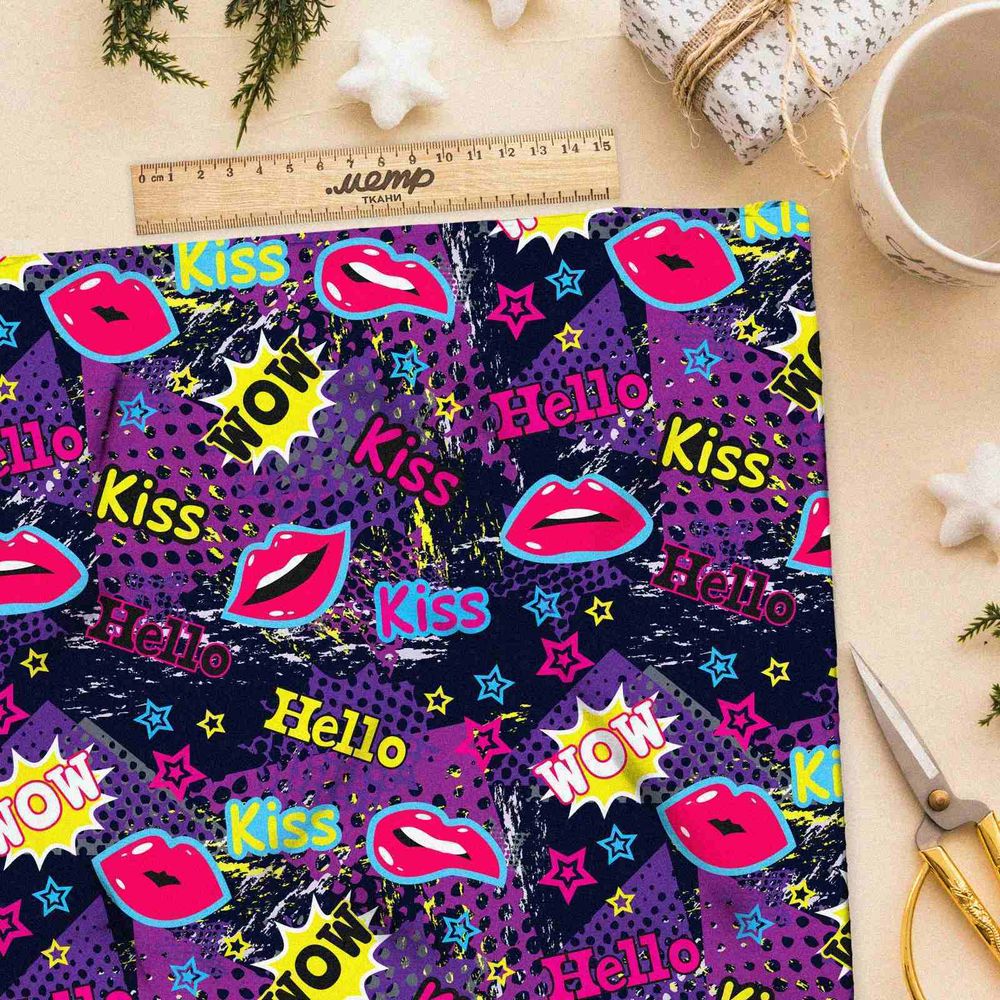 Ткань блэкаут wow kiss pop art