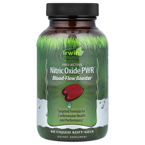 Irwin Naturals, PWR, оксид азота, усилитель кровотока, 60 желатиновых капсул