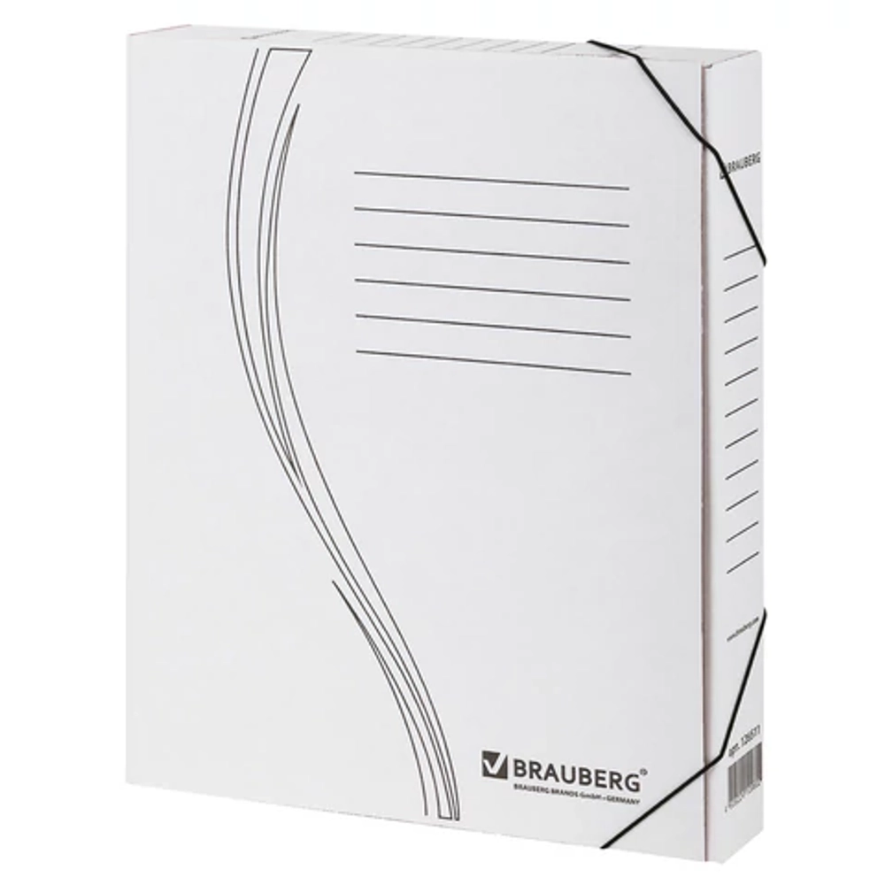 Папка архивная с резинкой А4 (325х250 мм), 45 мм, до 400 листов, плотная, микрогофрокартон, БЕЛАЯ, BRAUBERG
