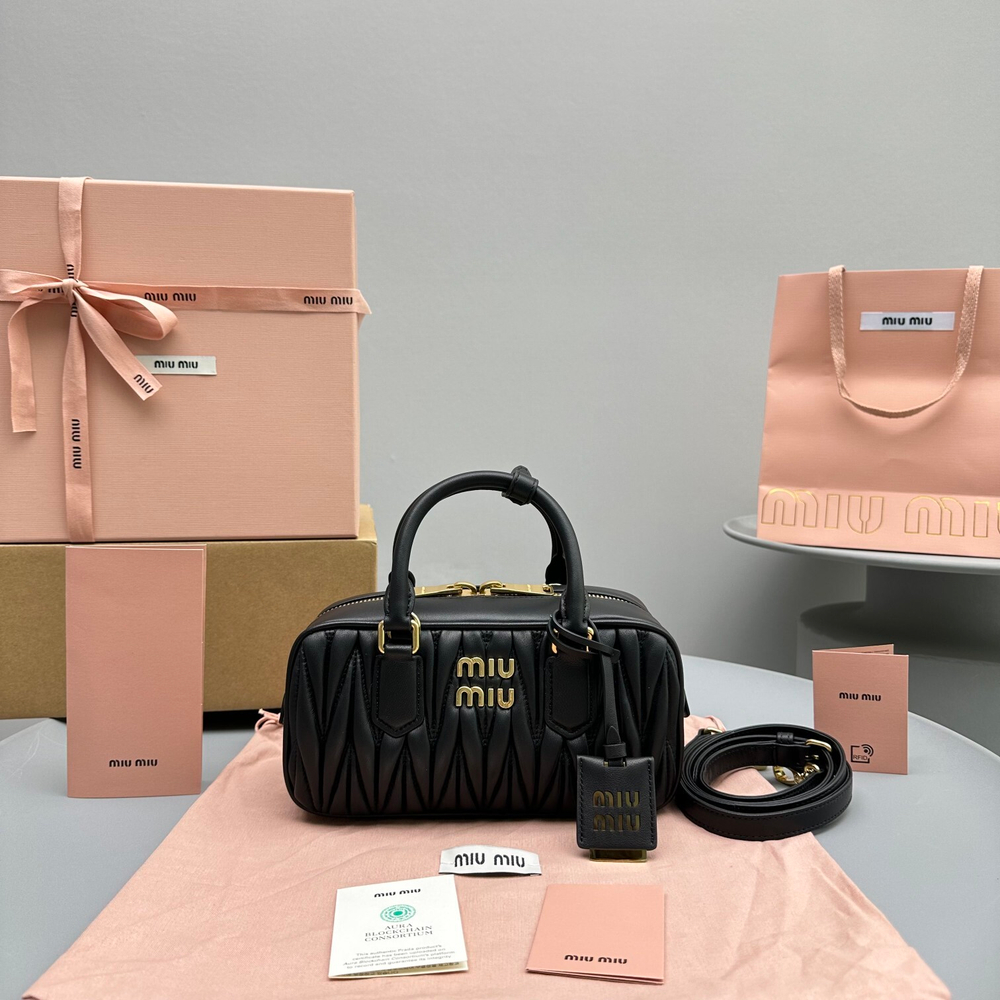 Miu Miu Matelasse Nappa Leather Top Handle Bag 24 cm