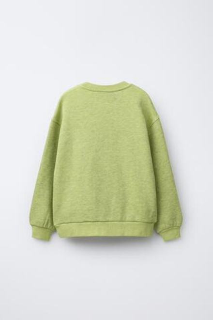ZARA ТОЛСТОВКА С ЭФФЕКТОМ ПОТЕРТОСТИ И НАДПИСЬЮ, ЗЕЛЕНЫЙ