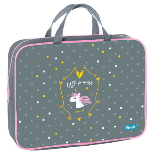 Папка текстильная с ручками 1 отделение, А4 "Little princess", 350*265*80мм, текстиль, на молнии, Först