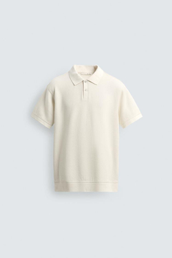 ZARA ПОЛО ПИКЕ REGULAR FIT, ЭКРЮ