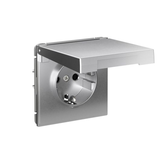 Розетка ArtGallery 16А IP20 с заземл. со шторками с крышкой быстрозажим. клем. механизм алюм. SE GAL000346S