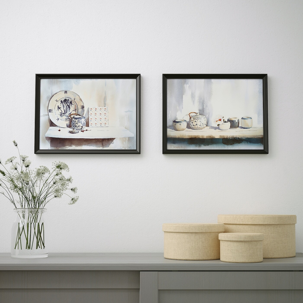 IKEA BILD  (ИКЕА БИЛД)  -  Плакат, белая и голубая керамика, 40x30 см