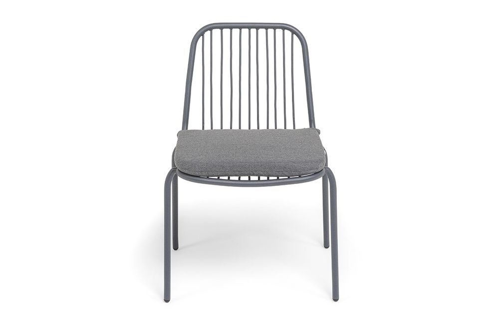 "Кастелло" стул плетеный из роупа, каркас из стали темно-серый (RAL7024) муар, ткань темно-серая 027