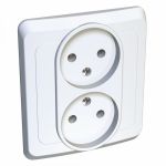Schneider Electric Этюд Белый Розетка 2-местная скрытая установка без заземляющих контактов PC16-005B---