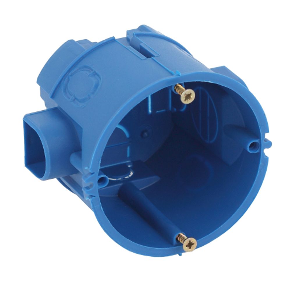 Коробка установочная ЭРА KUTS-68-60-blue синяя 68х60мм для твердых стен саморезы стыковочные узлы IP20 | Коробки монтажные установочные для твердых стен