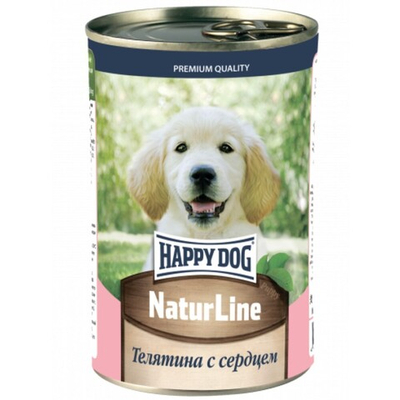 Happy Dog консервы для щенков с телятиной и сердцем в желе (банка) (Россия) Natur Line