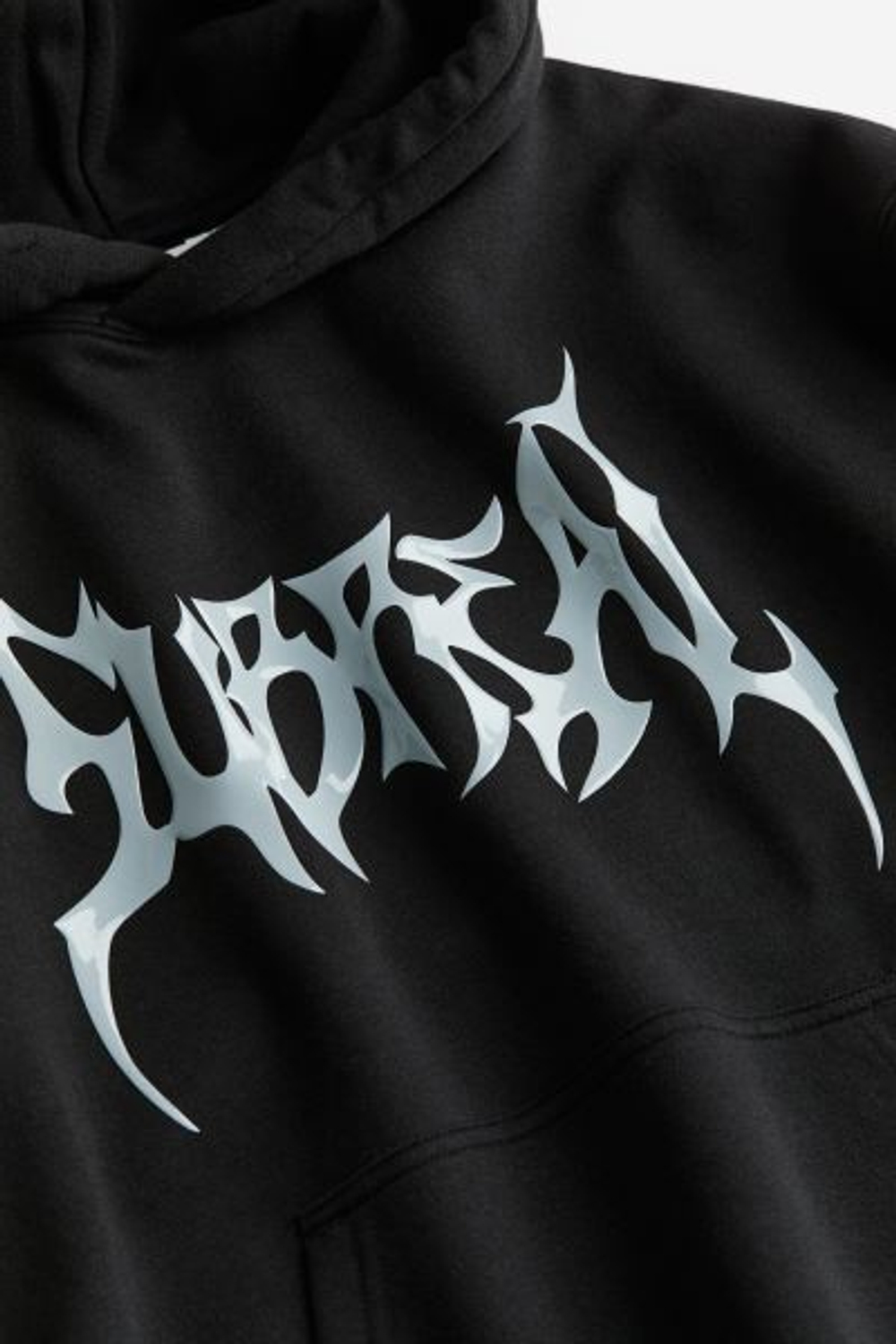 H&M Толстовка с надписью и капюшоном, черный