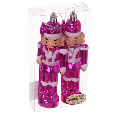 Елочные игрушки «Солдатик» 13 см (набор 2 шт), Розовый