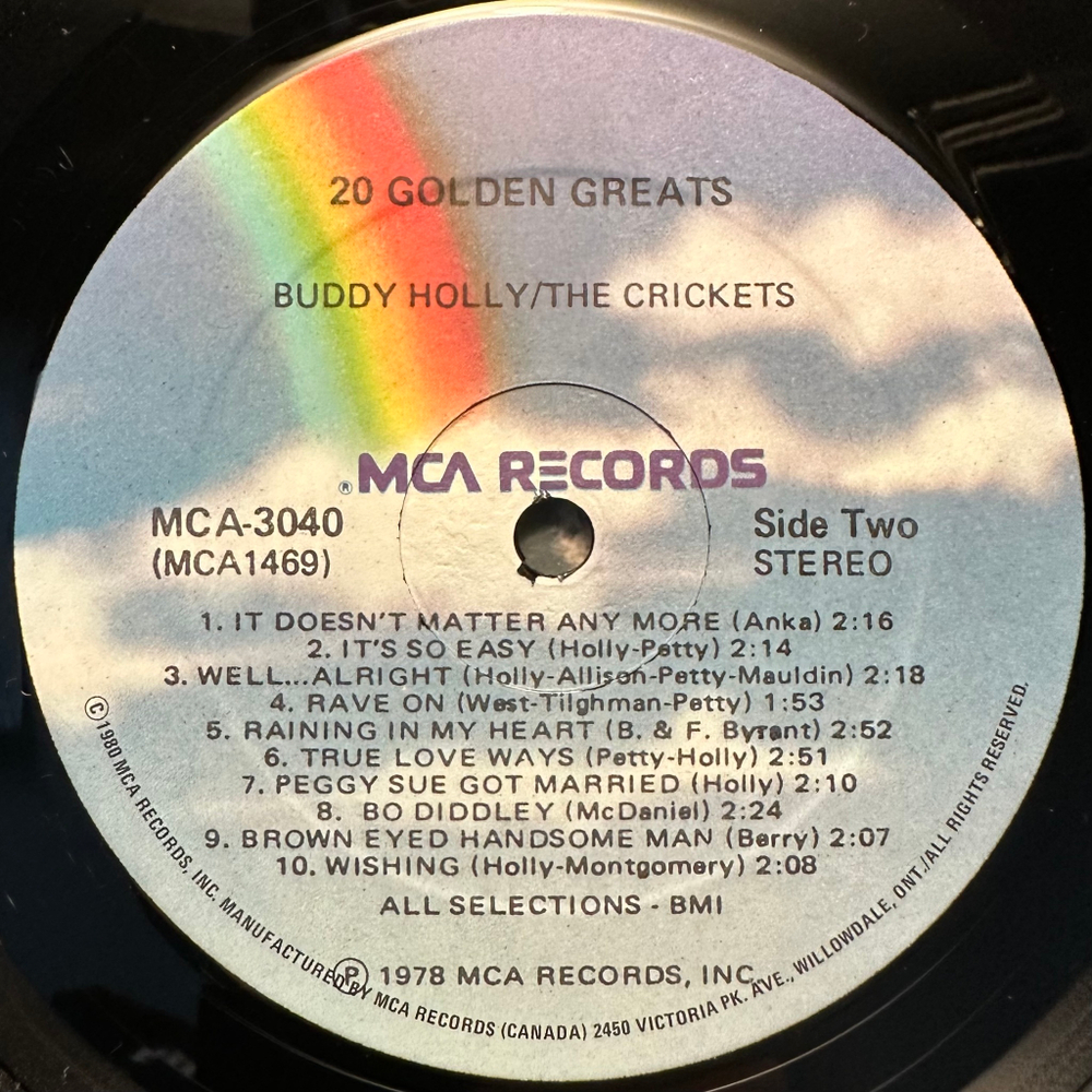 Buddy Holly / The Crickets- 20 Golden Greats (США 1980г.)