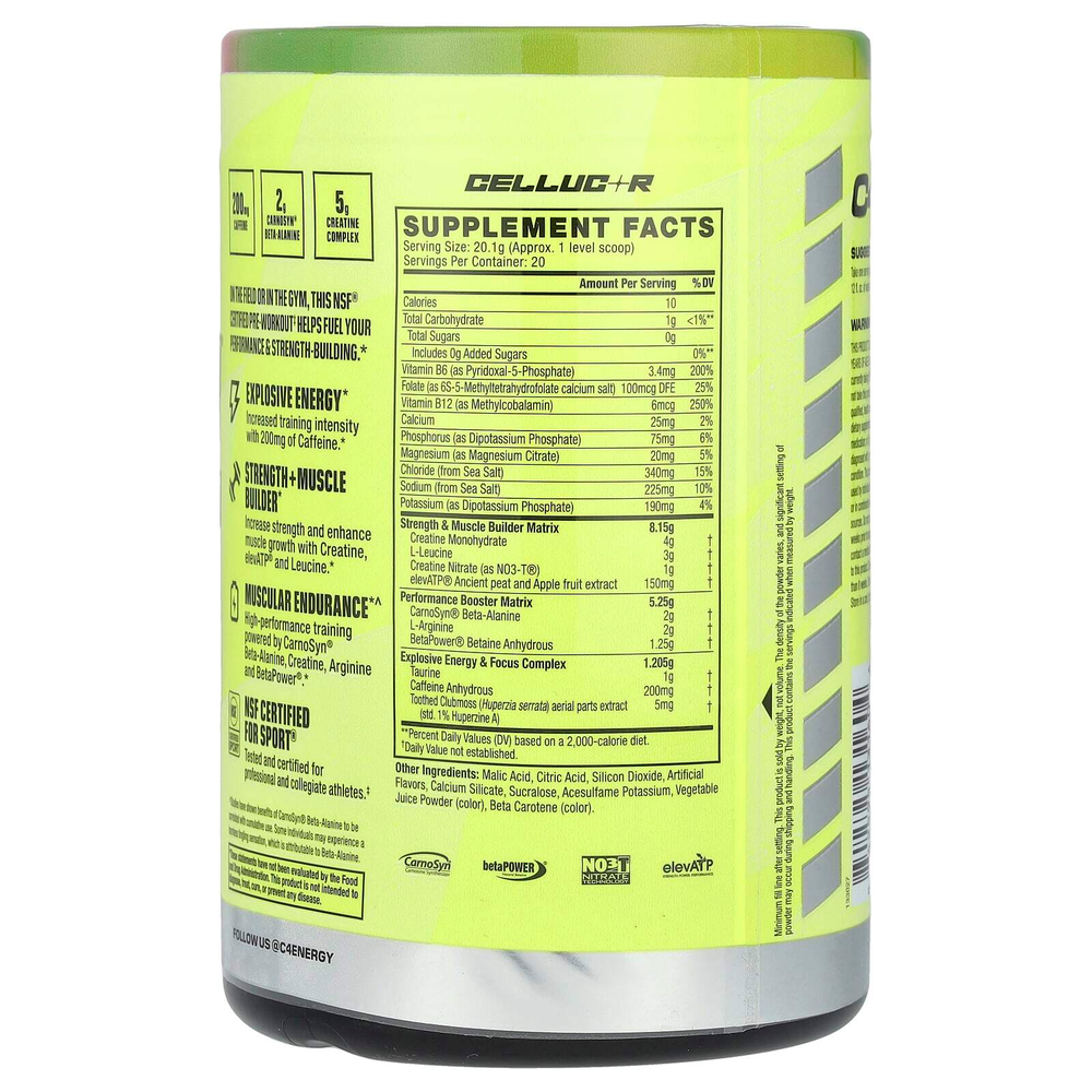 C4 / Cellucor, C4 Sport, для силы, перед тренировкой, арбуз, 402 г (14,2 унции)