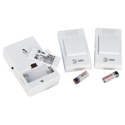 Звонок дверной ЭРА TWIN-B беспроводной две кнопки белый 32 мелодии