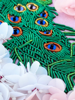 Принт-С12 Ткань с нанесенной авторской схемой Павлин на цветущей сакуре