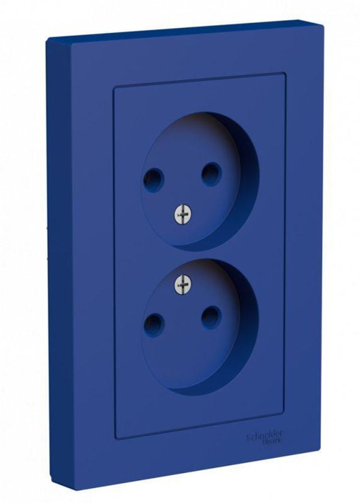 Розетка 2-м AtlasDesign 16А без заземл в сборе аквамарин SE ATN001120