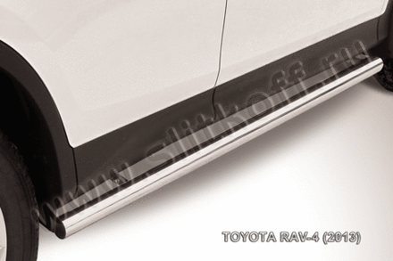 Пороги из нержавейки Toyota Rav-4 (2012-2015) d76 труба