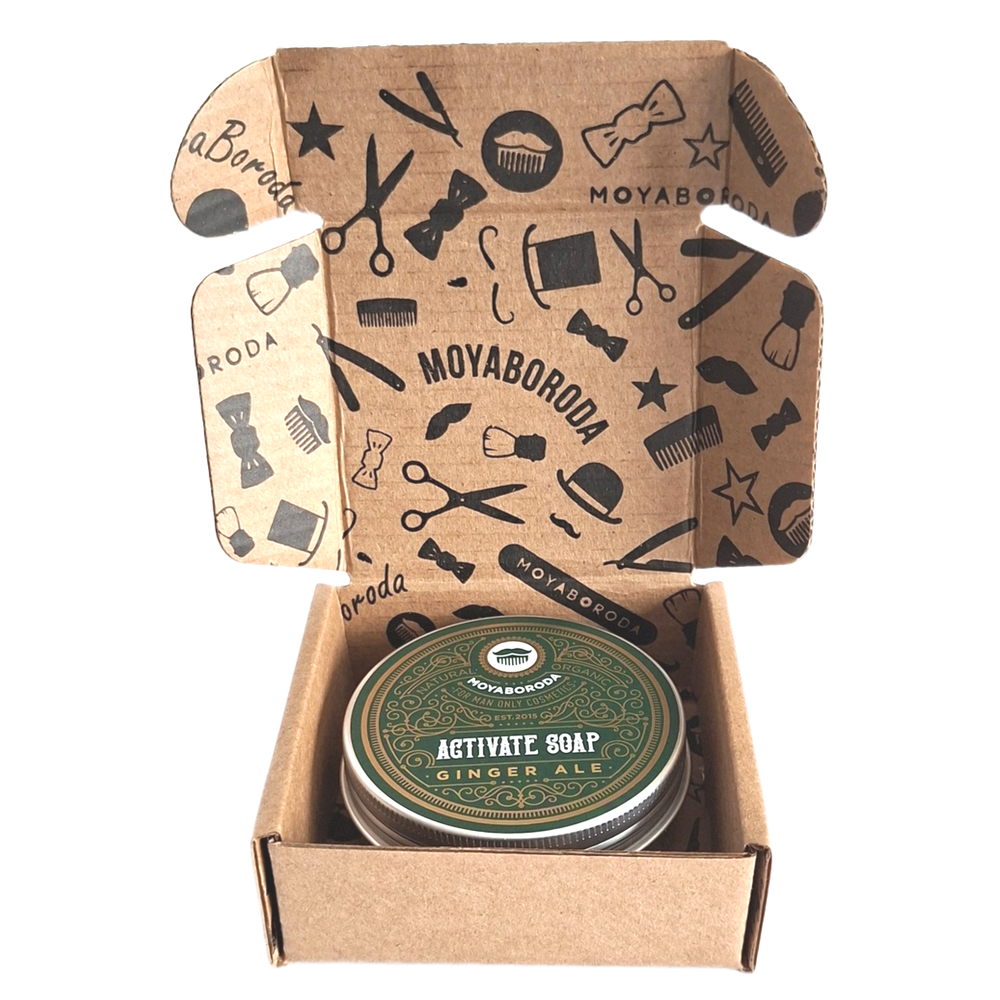Мыло-шампунь для роста бороды и волос MOYABORODA "GINGER ALE" (органик, твердое, аромат: имбирный пряник). (70гр.)