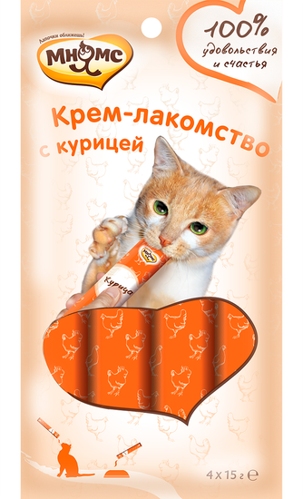 Мнямс Крем -лакомство для кошек с курицей 4*15 гр