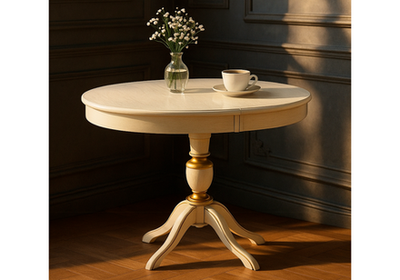 Стол деревянный Woodville Arno молочный с золотой патиной