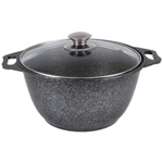 Кастрюля 3л «Мраморная» со стеклянной крышкой, литой алюминий, темный мрамор КМ-кмт32а