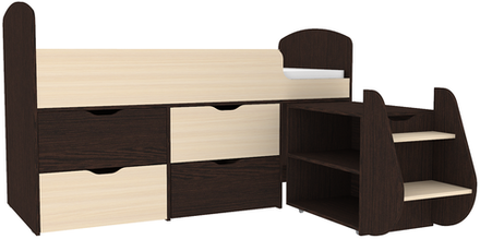 Кровать-чердак КарИВи Малыш 7 Венге  Дуб Молочный