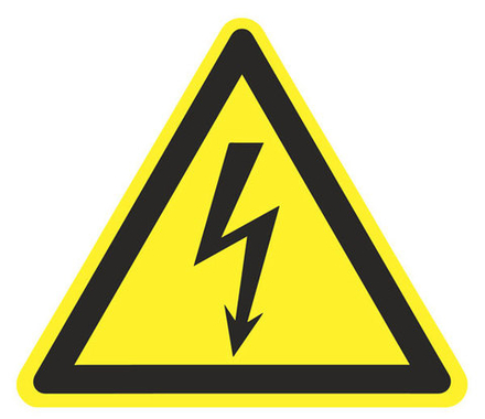 Знак на пластике W-08 "Опасность поражения электрическим током"