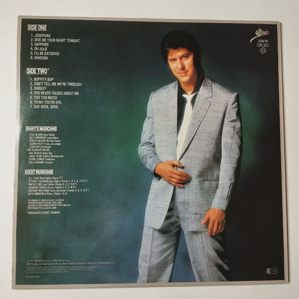 Винтажная виниловая пластинка LP Shakin Stevens Give Me Your Heart Tonight (Holland 1982)