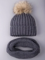 Шапка зимняя для девочки с помпоном и снуд