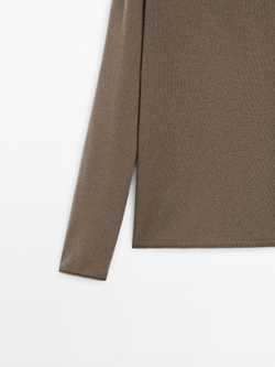 Massimo Dutti СВИТЕР ИЗ СМЕСОВОЙ ШЕРСТИ, КОФЕЙНЫЙ