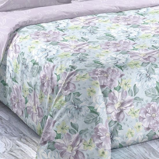 Двуспальный с европростынёй комплект постельного белья Цветущие мечты сатин