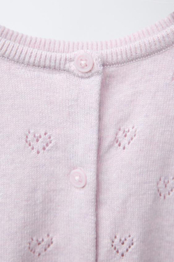 ZARA КАРДИГАН ИЗ СМЕСОВОГО ХЛОПКА И ШЕЛКА «2 В 1» С УЗОРОМ «СЕРДЦА», РОЗОВЫЙ