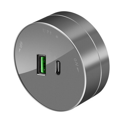 MULTITRACK Розетка 2хUSB (тип А+С) 18 Вт, 5 В/3 А ГРАФИТ