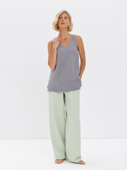 Удлиненный топ из льна с V-вырезом