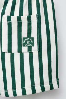 ZARA ШОРТЫ ИЗ МЯГКОГО ДЖЕРСИ В ПОЛОСКУ, ЗЕЛЕНЫЙ