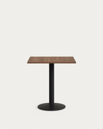 Esilda Стол из меламина с ореховой отделкой и черной металлической ножкой 70 x 70 x 70 см