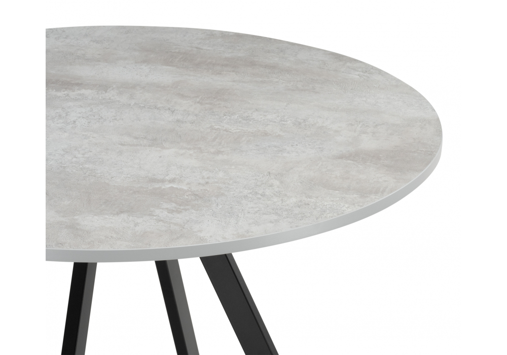 Стол деревянный Woodville Баргел 90х90х75 бетон, черный, ножки черные