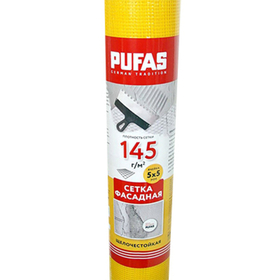 Сетка фасадная Pufapro 1х50 м 5х5 мм 145 г/м2 50 м2 желтая 071705000
