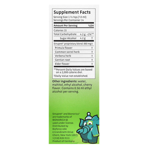 Bionorica, Sinupret®, сироп для детей, 100 мл (3,38 жидк. унции)