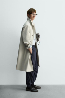 ZARA БРЮКИ RELAXED FIT ИЗ ВЫСОКОТЕХНОЛОГИЧНОЙ ТКАНИ - LIMITED EDITION, ЛИНЯЛЫЙ СИНИЙ