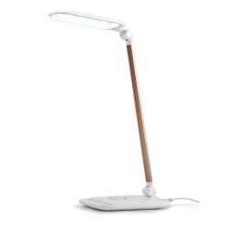 Настольный светильник ЭРА NLED-460-14W-W-G светодиодный с ночником на основании белый с золотом | Светодиодные настольные лампы