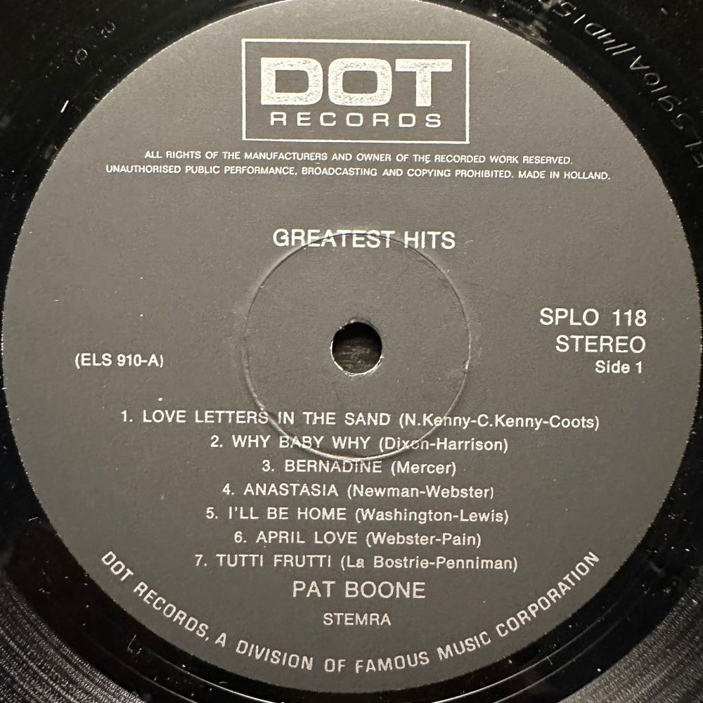 Pat Boone - Greatest Hits (Голландия 1971г.)