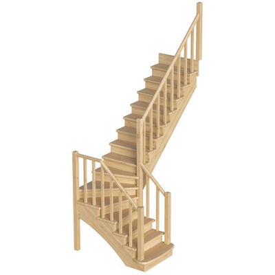 Лестница на второй этаж К-021м Правая с подступенками