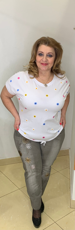 Блузон-футболка на кулиске с "ромашками"