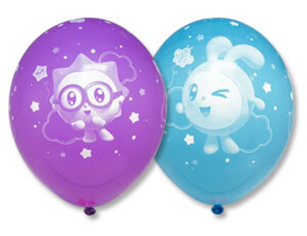 Шар (14"/36 см) Шелкография пастель, Малышарики 1 ДР 25 шт.