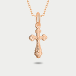 Крест женский православный из розового золота 585 пробы без вставок (арт. ПШ0005)