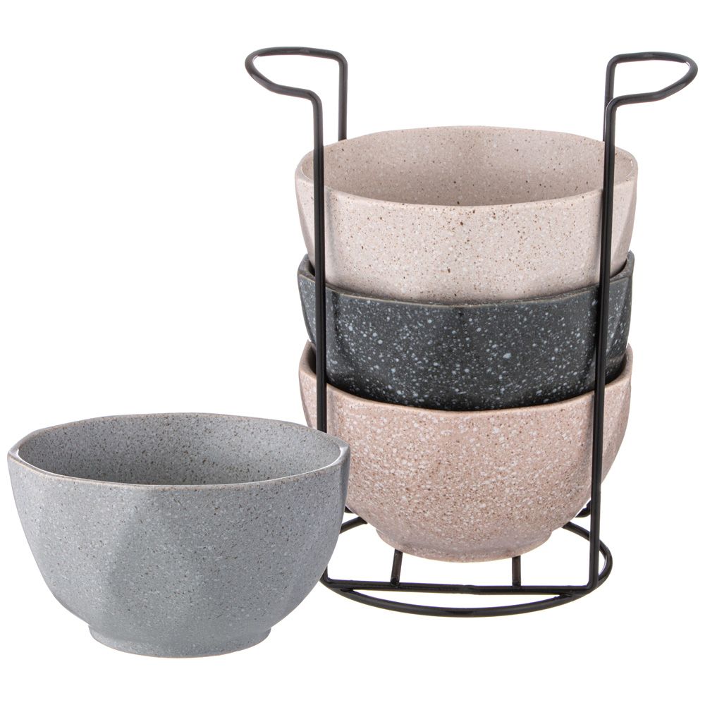 НАБОР САЛАТНИКОВ ИЗ 4 ШТ. НА МЕТАЛ-ОЙ ПОДСТАВКЕ КОЛЛЕКЦИЯ "PASTEL" 11*4,5 СМ, 330МЛ