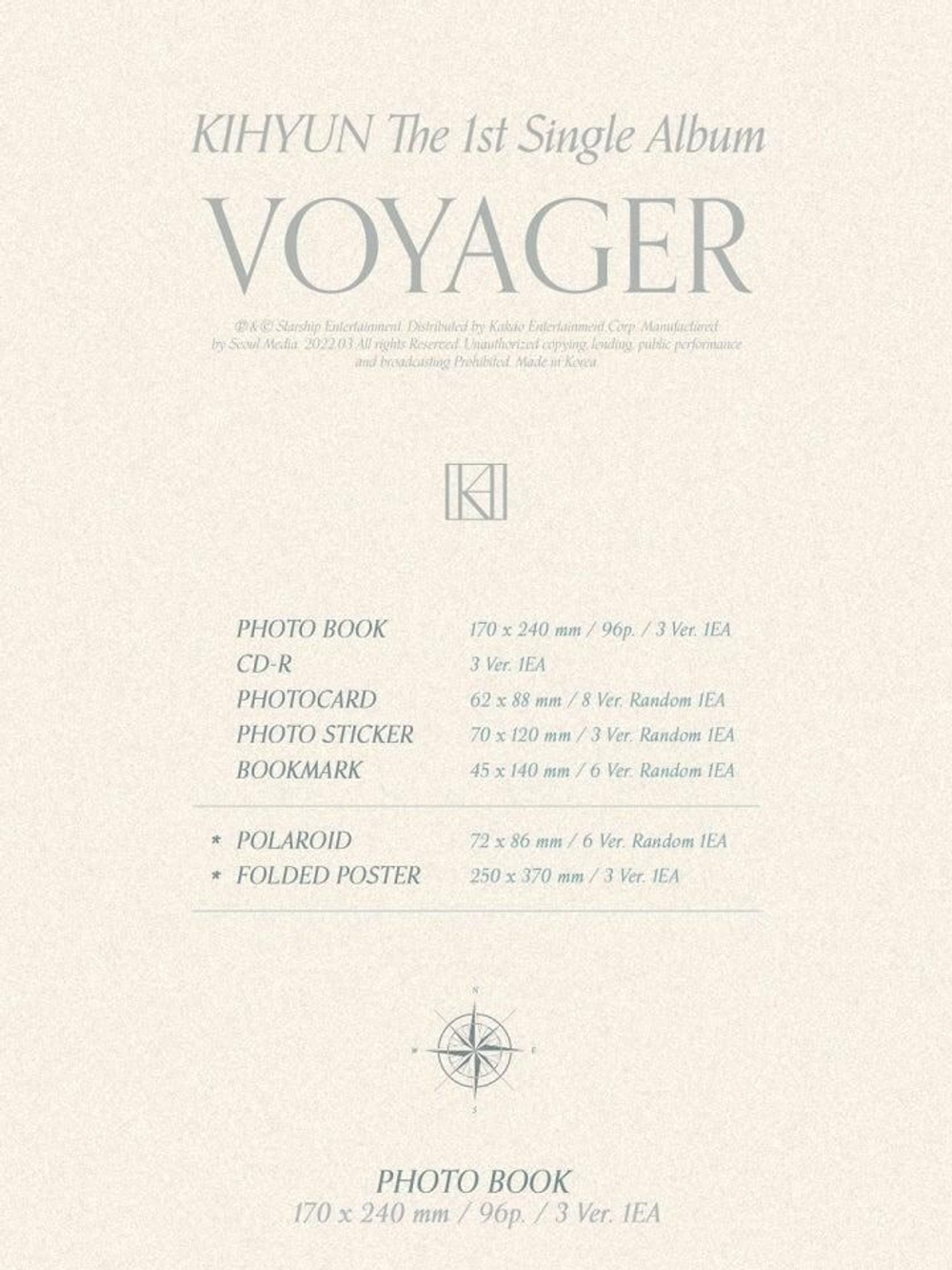 Альбом KIHYUN - VOYAGER 1st Single Album RANDOM Version