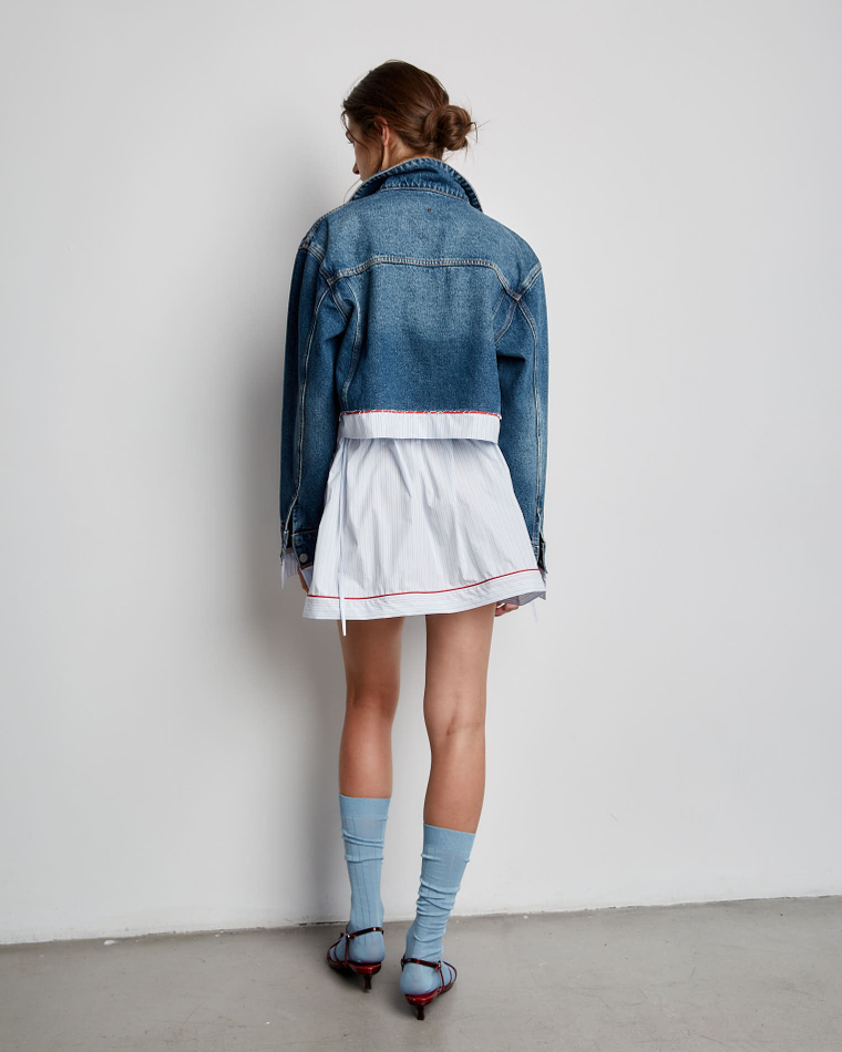 Джинсовая куртка с деталью из хлопка синий