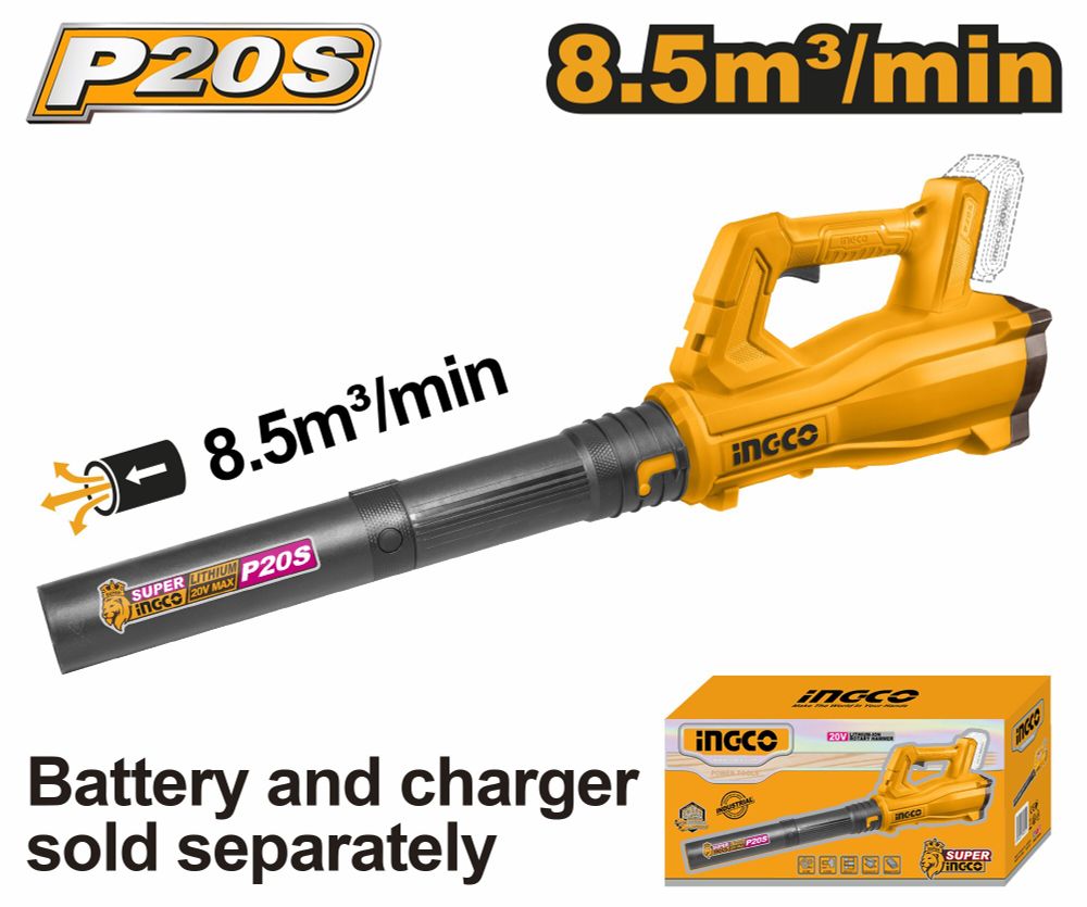 Аккумуляторная воздуходувка BL 20В без АКБ и ЗУ SUPER INGCO CABLI20323 INDUSTRIAL